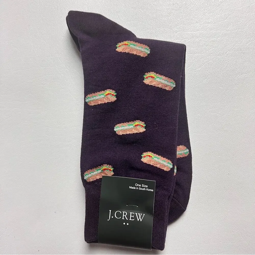 J.Crew Men's Sandwich Print Graphic Design Trouser Socks Onesize NWT